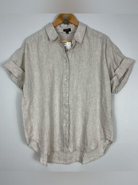 J Crew Baird McNutt Irish Linen Captaine Relaxed Shirt Size M Flax